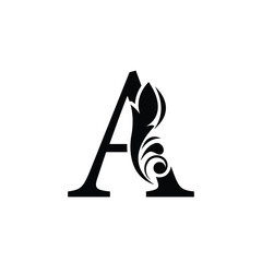 letter A. flower letters. Vintage ornament initial Alphabet. Logo vector