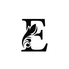 letter E. flower letters. Vintage ornament initial Alphabet. Logo vector