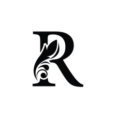 letter R. flower letters. Vintage ornament initial Alphabet. Logo vector