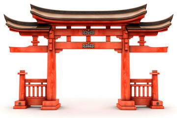 torii traditional japanese gate isolated on white background, - obrazy, fototapety, plakaty