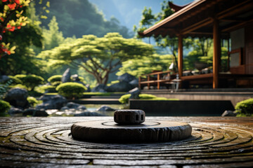 A tranquil Zen garden embodies the principles of simplicity, harmony, and contemplation, offering a...