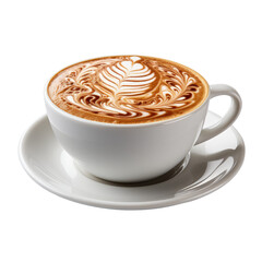 A Cup of Cappuccino on a Saucer isolated on transparent background