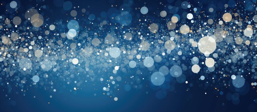 The abstract design of the Christmas party s background showcased a beautiful and intricate pattern formed by white circles against a blue color resembling the enchanting beauty of nature Th