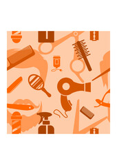 Editable Flat Monochrome Style Barber Equipment Vector Illustration Icons Seamless Pattern for Creating Background and Decorative Element of Hairdressing Related Design