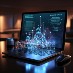 laptop computer with map