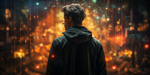 silhouette of a person in a light