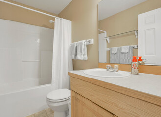 Modern residential bathroom interior