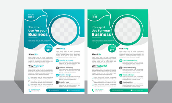 Corporate business agency flyer design template with 2 color