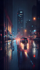 Fototapeta premium Rainy City Lights