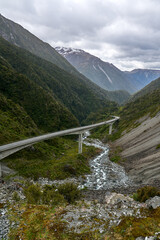Fototapeta na wymiar Otira Viaduct bridging a gap in the mountainous terrain of Arthur's Pass, New Zealand