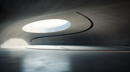 3d render of abstract futuristic architecture with empty concrete floor