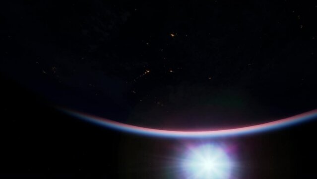 awe-inspiring sight of the sunlit Earth seen from the International Space Station in orbit. Elements of this image furnished by NASA