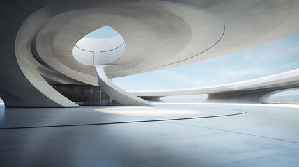 Fototapeta premium 3d render of abstract futuristic architecture with empty concrete floor