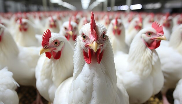 Ecological giant chicken at domestic farm, factory raised chickens   super quality 16k image