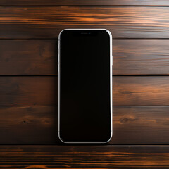 smartphone on wooden table