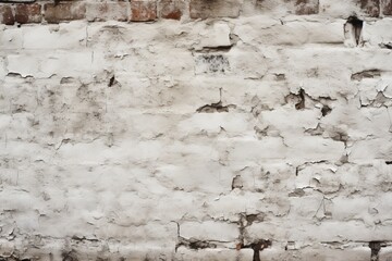 Vintage weathered white painted brick wall background with rustic charm and textured surface