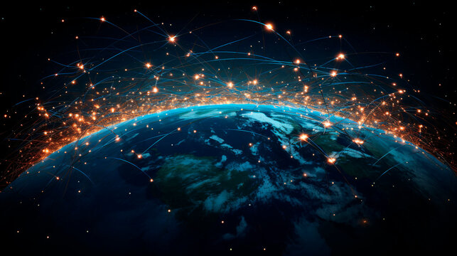 Interconnected system of Earth's satellites around the planet