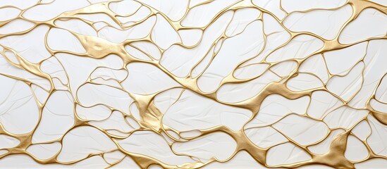 The abstract gold pattern with textured elements creates a stunning backdrop reminiscent of retro designs against a white background The incorporation of nature inspired elements adds a touc