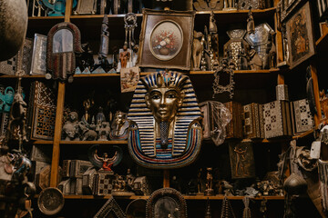 statue of pharoah in antique market in luxor egypt
