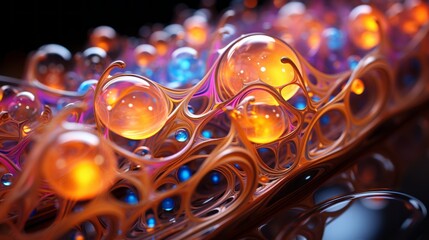 Close-up view of oval fractal fluo bubbles.