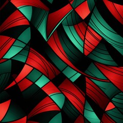 A pattern featuring the colors red, green, and black.