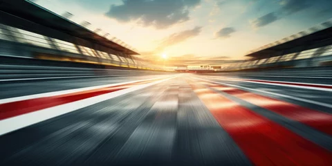 Photo sur Plexiglas F1 F1 race track circuit road with motion blur and grandstand stadium for Formula One racing