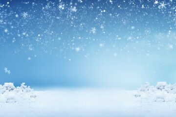 Naklejka premium Random falling snow flakes wallpaper. Snowfall dust freeze granules. Snowfall sky white teal blue background. Many snowflakes background