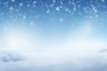 Random falling snow flakes wallpaper. Snowfall dust freeze granules. Snowfall sky white teal blue background. Many snowflakes background - obrazy, fototapety, plakaty