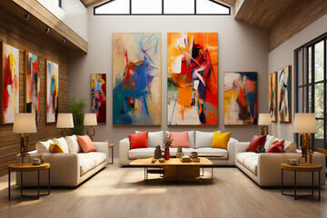 Contemporary Living Space with Large Fine Art Frame