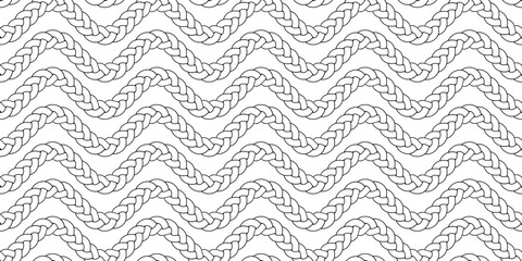 outline plait wave seamless pattern - obrazy, fototapety, plakaty
