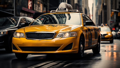 hustling yellow cabs in vibrant new york city  highquality 16k motion blur street scene