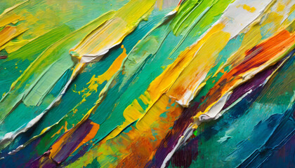 Closeup of abstract rough colorful multicolored art painting texture, with oil brushstroke, pallet...