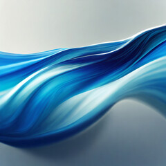 Blue smooth blurred liquid wave on white background
