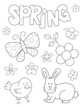 spring things coloring page. you can print it on standard 8.5x11 inch paper