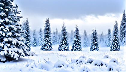 frozen forest in the winter season
