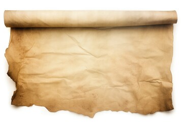An old parchment piece on a white background. Generative AI