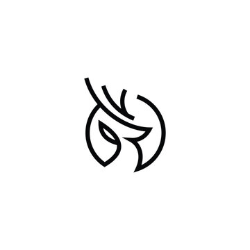 Inspiration Outline deer line art logo vector icon 