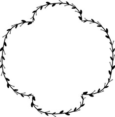 Horizontal Frame flower Wreath floral leaf borders square shape silhouette black decoration border Branch laurel wedding frames Botanical ornate Elements design badge decoration 