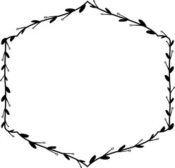 Horizontal Frame flower Wreath floral leaf borders square shape silhouette black decoration border Branch laurel wedding frames Botanical ornate Elements design badge decoration 