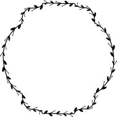 Obraz premium Horizontal Frame flower Wreath floral leaf borders square shape silhouette black decoration border Branch laurel wedding frames Botanical ornate Elements design badge decoration 