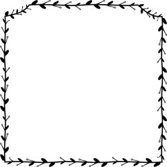 Horizontal Frame flower Wreath floral leaf borders square shape silhouette black decoration border Branch laurel wedding frames Botanical ornate Elements design badge decoration 