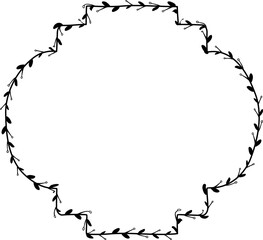 Horizontal Frame flower Wreath floral leaf borders square shape silhouette black decoration border Branch laurel wedding frames Botanical ornate Elements design badge decoration 