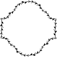 Horizontal Frame flower Wreath floral leaf borders square shape silhouette black decoration border Branch laurel wedding frames Botanical ornate Elements design badge decoration 