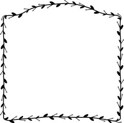 Horizontal Frame flower Wreath floral leaf borders square shape silhouette black decoration border Branch laurel wedding frames Botanical ornate Elements design badge decoration 