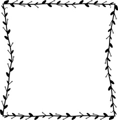 Horizontal Frame flower Wreath floral leaf borders square shape silhouette black decoration border Branch laurel wedding frames Botanical ornate Elements design badge decoration 