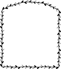 Horizontal Frame flower Wreath floral leaf borders square shape silhouette black decoration border Branch laurel wedding frames Botanical ornate Elements design badge decoration 