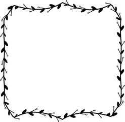 Horizontal Frame flower Wreath floral leaf borders square shape silhouette black decoration border Branch laurel wedding frames Botanical ornate Elements design badge decoration 