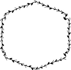 Horizontal Frame flower Wreath floral leaf borders square shape silhouette black decoration border Branch laurel wedding frames Botanical ornate Elements design badge decoration 