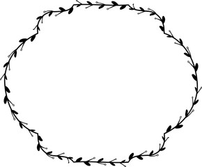 Horizontal Frame flower Wreath floral leaf borders square shape silhouette black decoration border Branch laurel wedding frames Botanical ornate Elements design badge decoration 