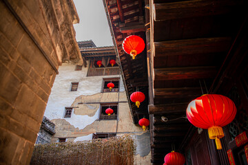 The interior of Fujian earthen buildings. These buildings are in Hekeng cluster